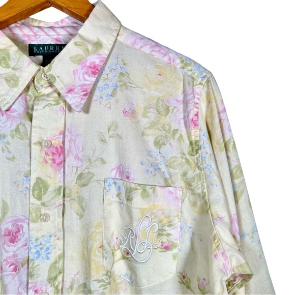 RALPH LAUREN Vintage Cottage Floral Embroidered Button Down Nightgown - Picture 2 of 6